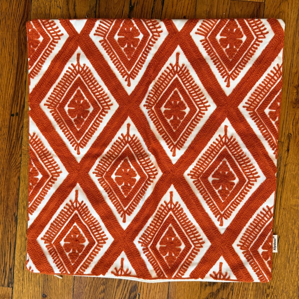 Geometric Orange and White Throw Pillow Case